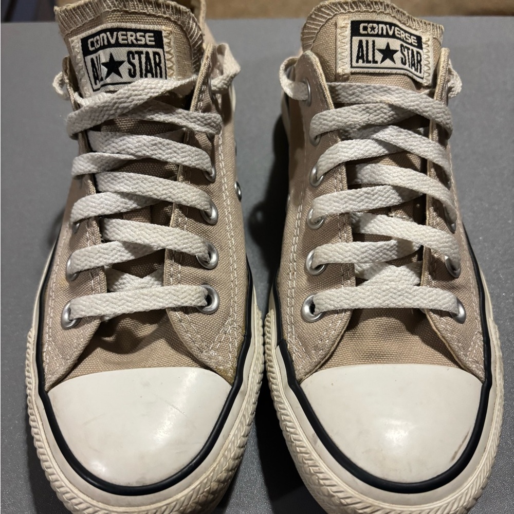 Converse Tan and White Low-Top Sneakers